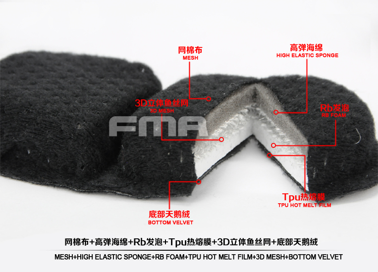 FMA New Suspension And High Level Memory Pad For Ballistic Helmet DETB1050-DE-M 