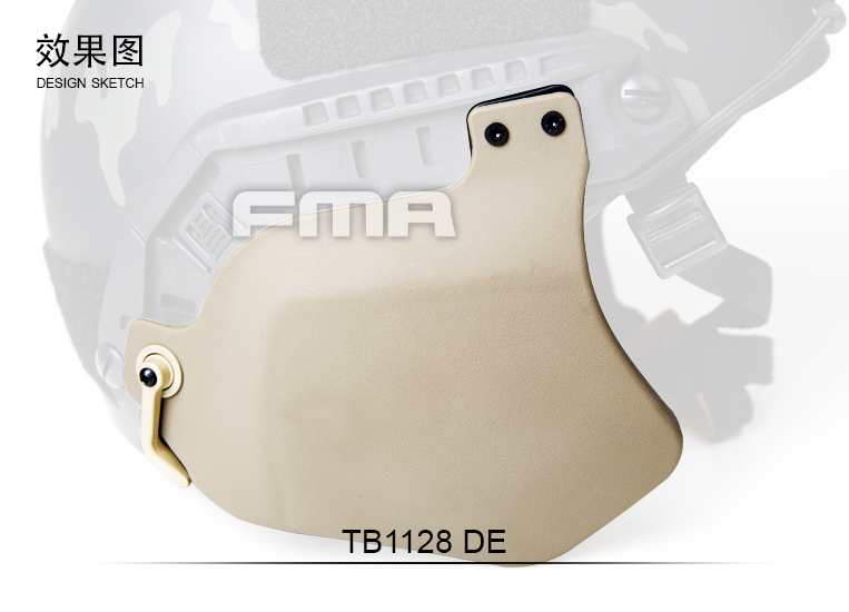 Details about   FMA Helmet Plastic Face Cover Side Survive Ear Protection Rail Kit Pad TB1128 